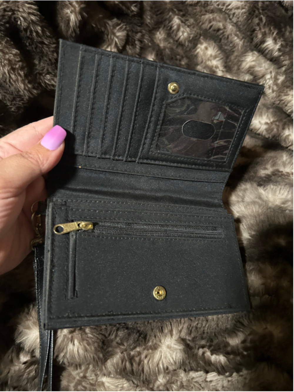 Women's Unbranded Black Wristlet Clutch with Gold Bow Detail, One Size - Picture 3 of 5